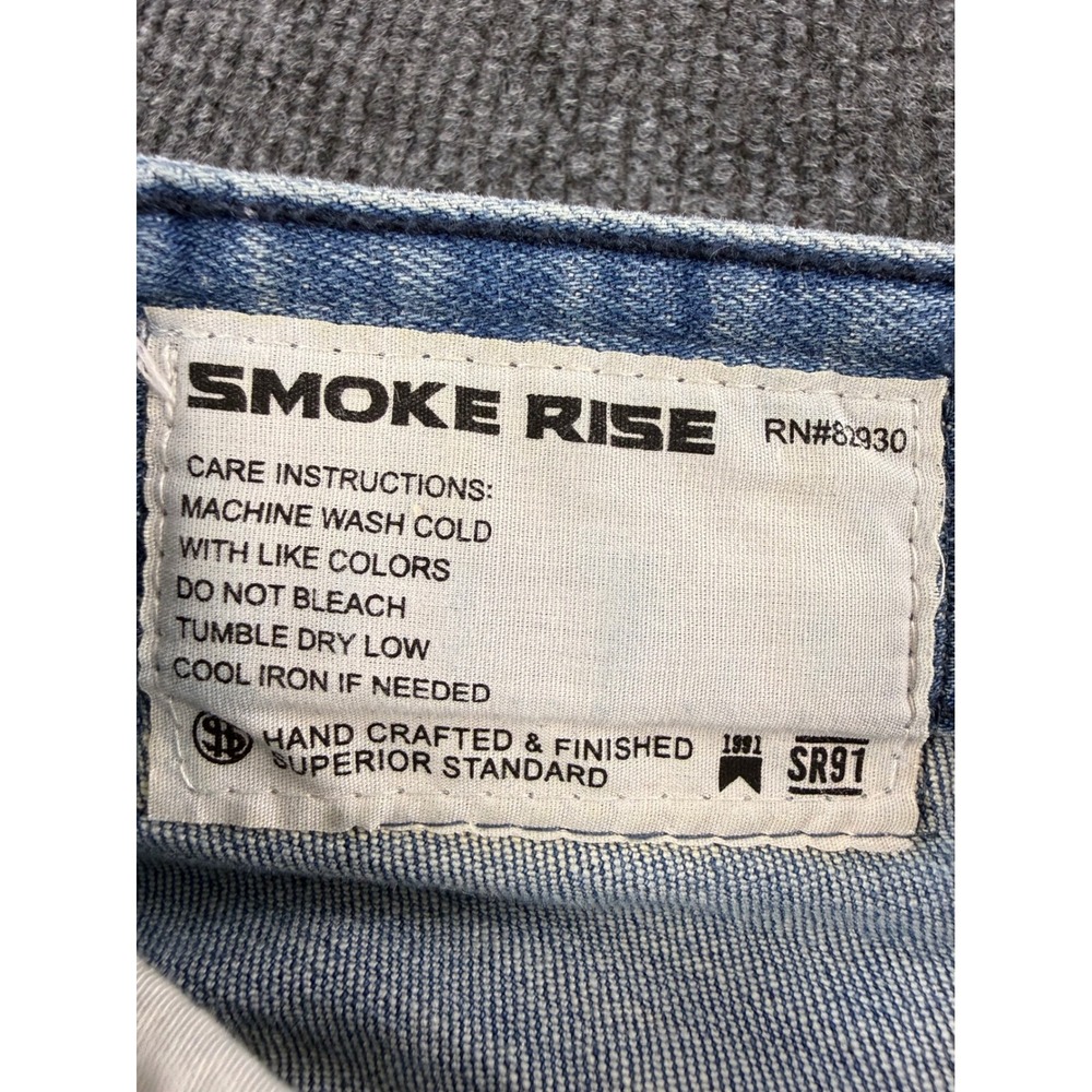 Smoke Rise Mens Distressed Moto Jeans Light Wash Paint Splatter 40x32 Streetwear - Picture 6 of 10
